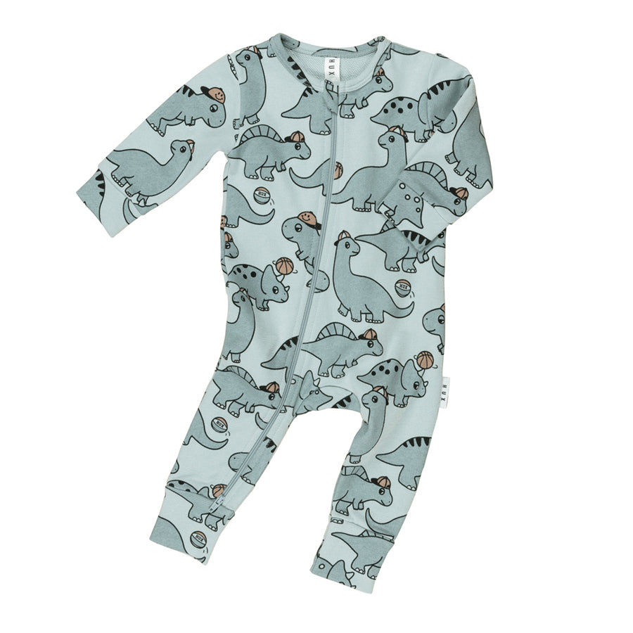 Huxbaby Zip Romper - B-Ball Dino Print