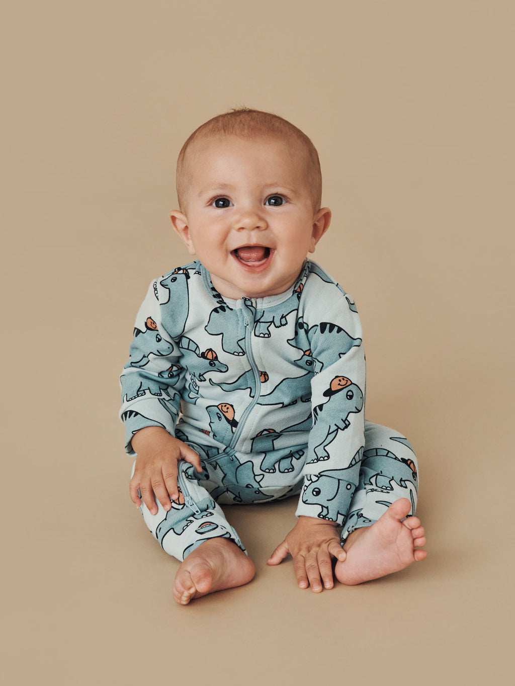 Huxbaby Zip Romper - B-Ball Dino Print