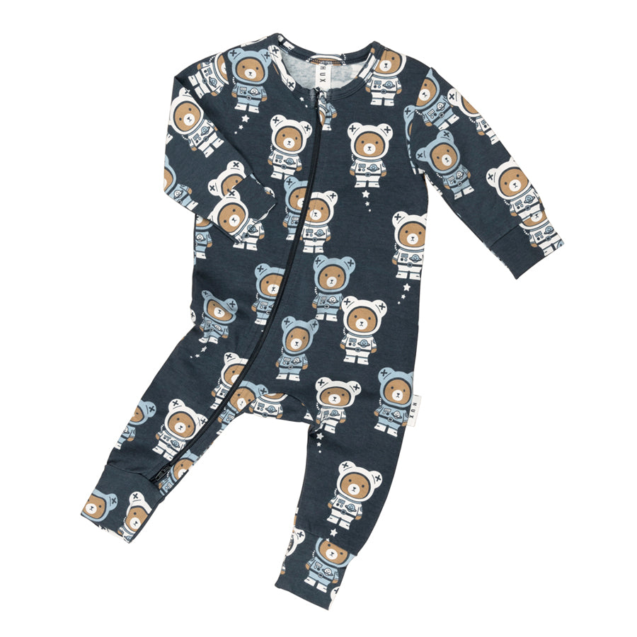 Huxbaby Zip Romper - Astro Bear Print