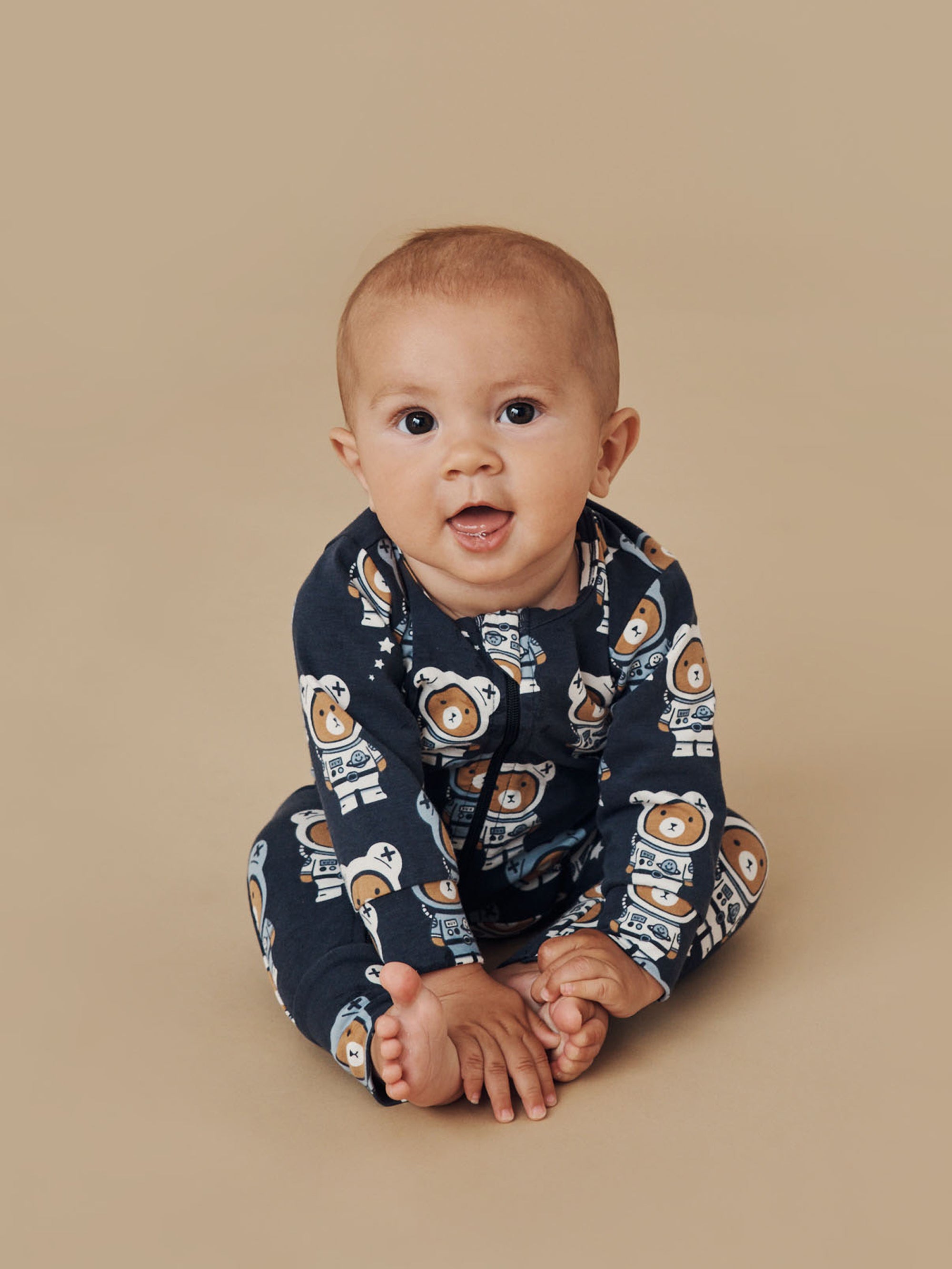 Huxbaby Zip Romper - Astro Bear Print