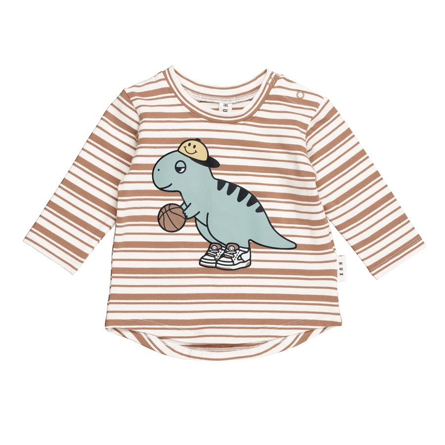 Huxbaby Top B-Ball Dino - Clay Stripe