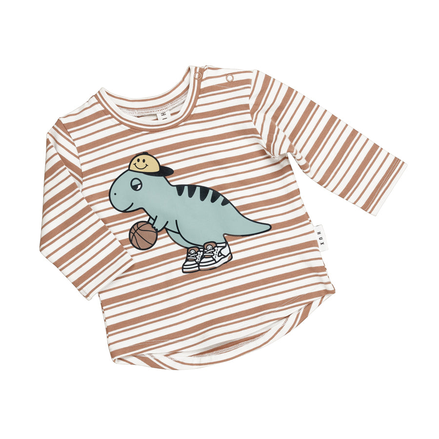 Huxbaby Top B-Ball Dino - Clay Stripe
