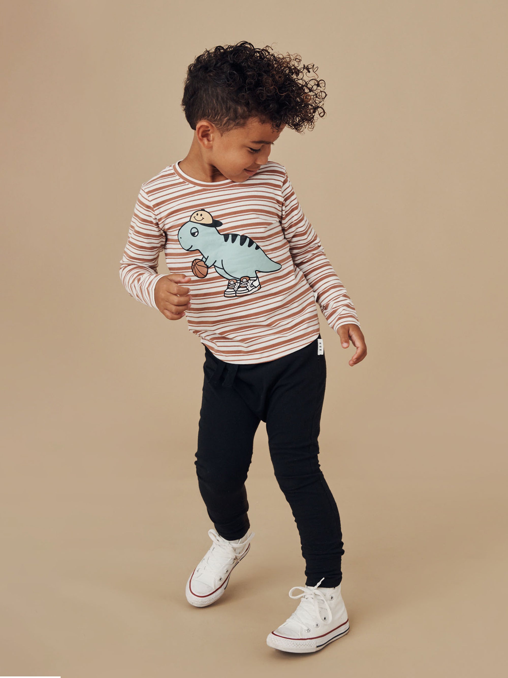 Huxbaby Top B-Ball Dino - Clay Stripe