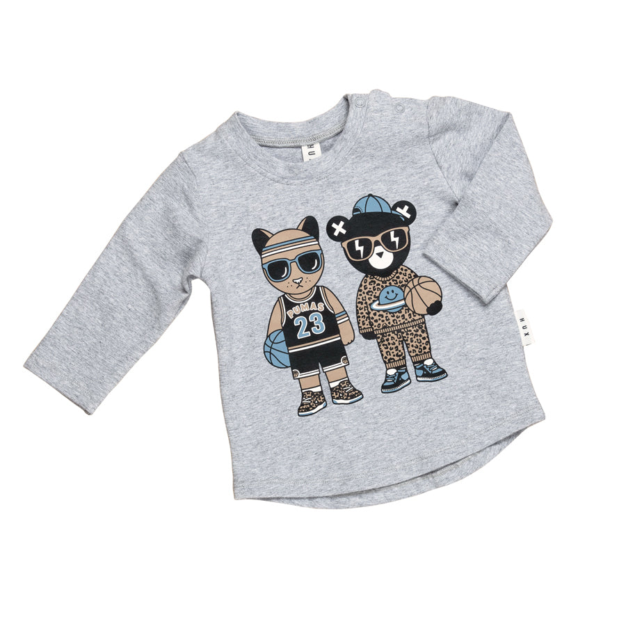 Huxbaby Top B-Ball Pals - Grey Marle