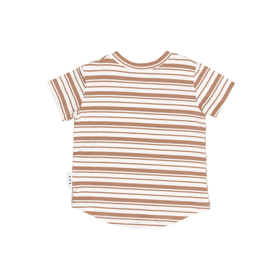 Huxbaby T-Shirt B-Ball Dino - Clay Stripe