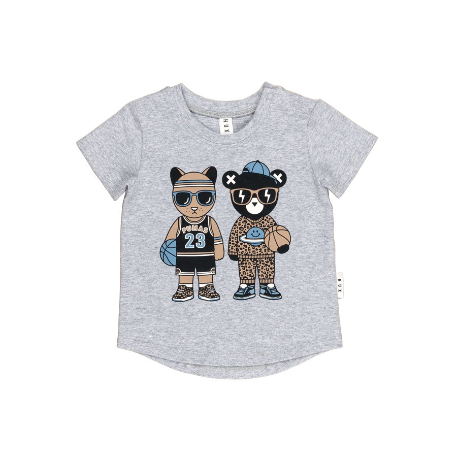 Huxbaby T-Shirt B-Ball Pals - Grey Marle