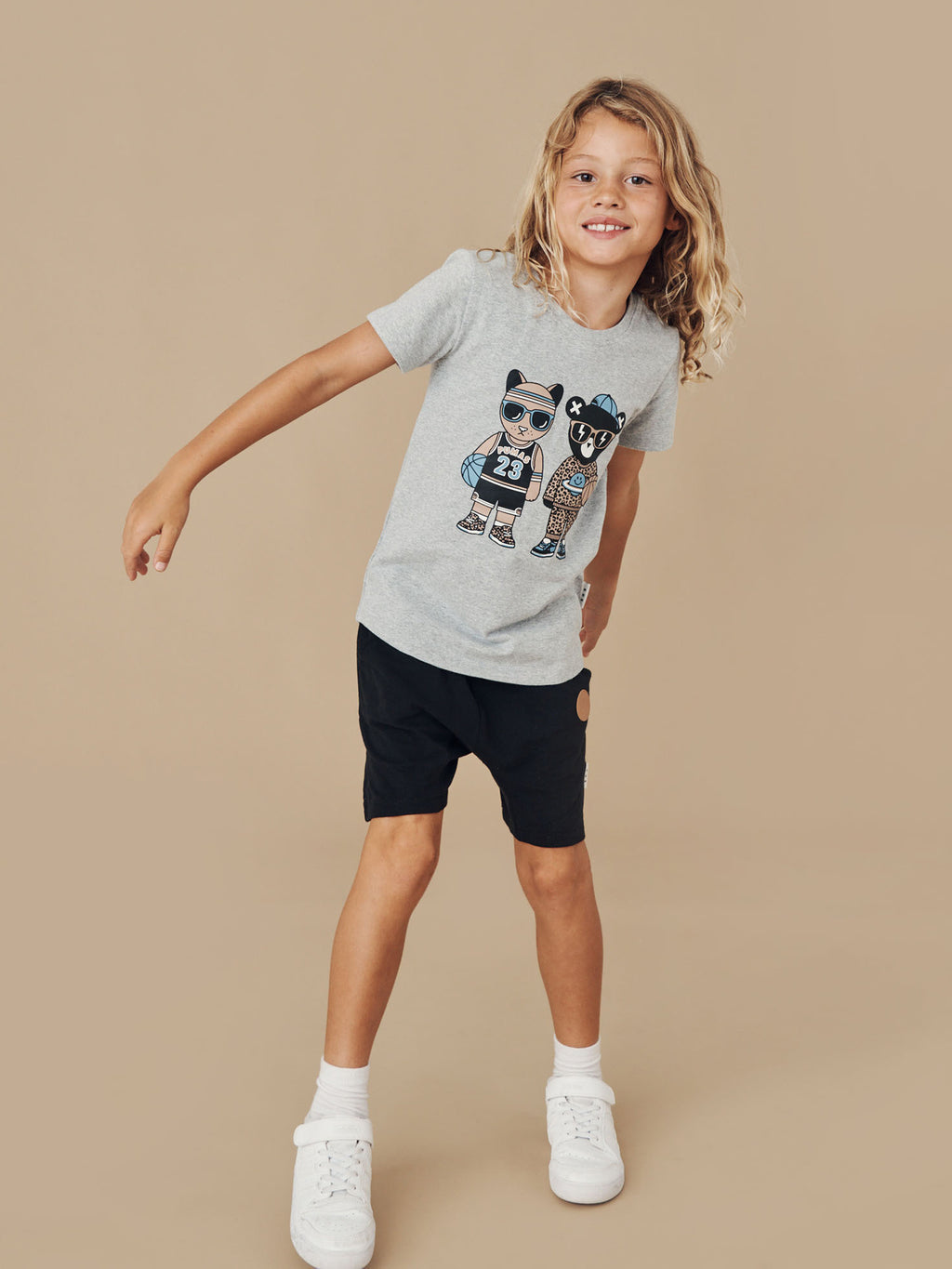 Huxbaby T-Shirt B-Ball Pals - Grey Marle