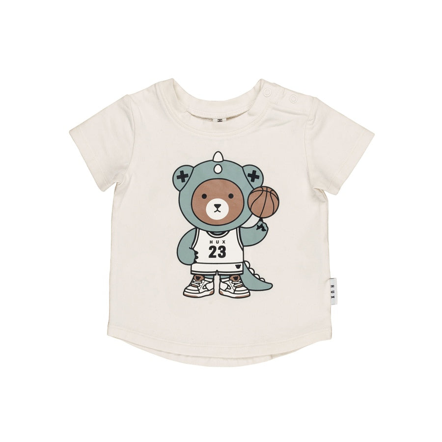 Huxbaby T-Shirt B-Ball Dino Bear - Almond Milk