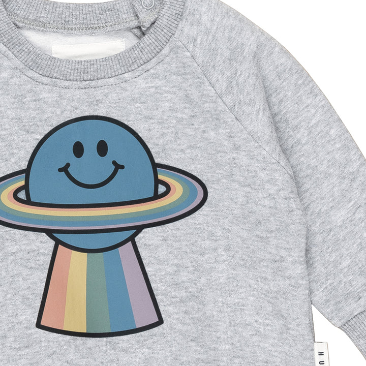 Huxbaby Sweatshirt Rainbow Planet - Grey Marle