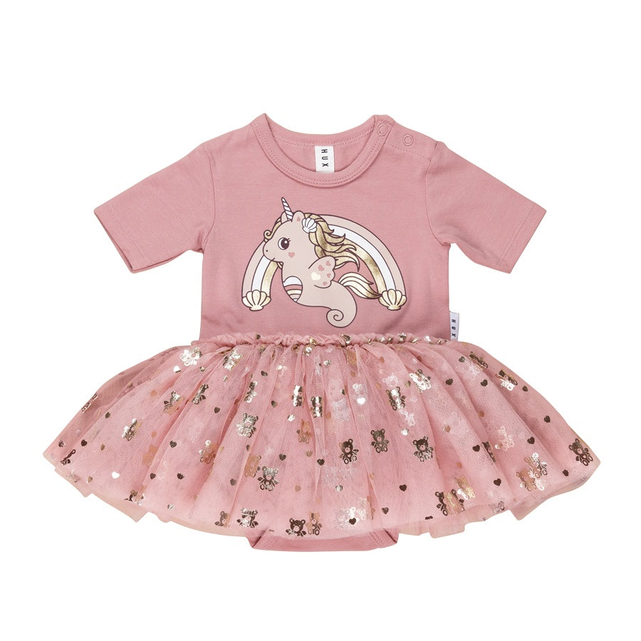 Huxbaby Rainbow Seacorn Baby Ballet Dress - Dusty Rose