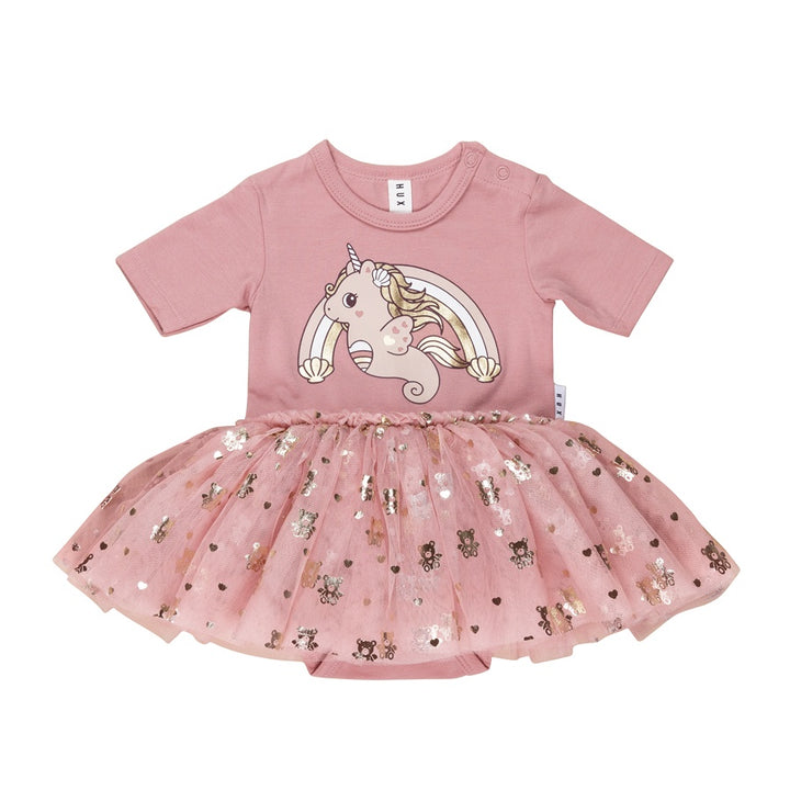 Huxbaby Rainbow Seacorn Baby Ballet Dress - Dusty Rose