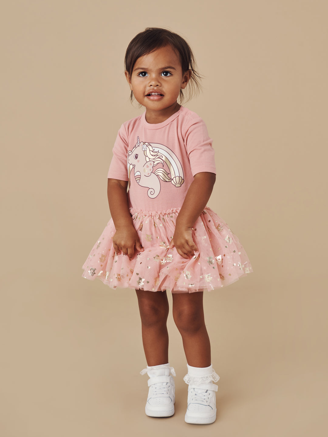 Huxbaby Rainbow Seacorn Baby Ballet Dress - Dusty Rose