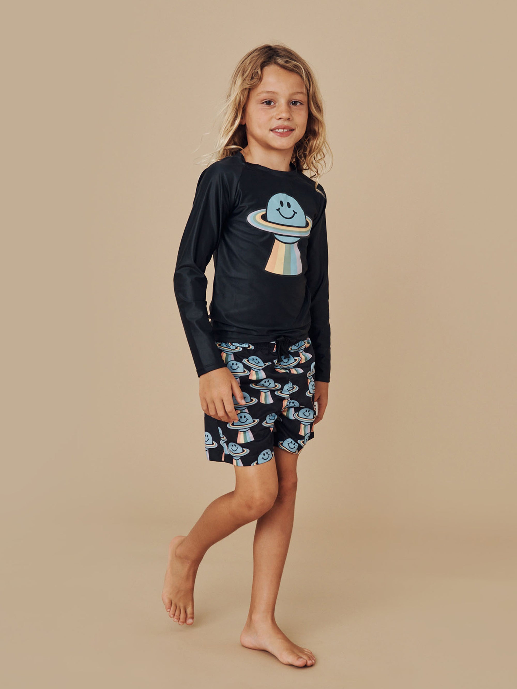 Huxbaby Rashie Rainbow Planet - Black