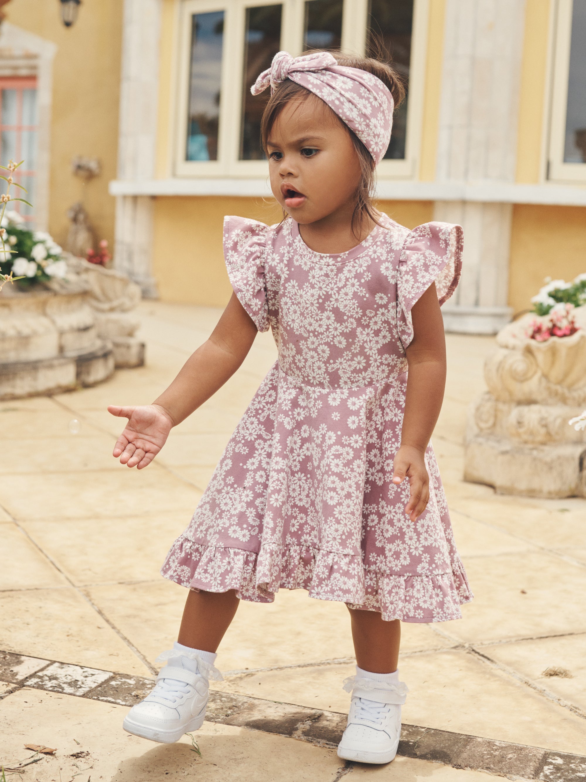 Huxbaby Headband - Grape Daisy Print