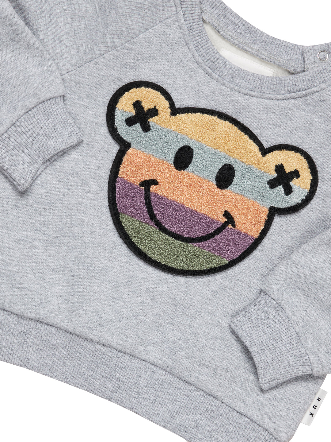 Huxbaby Rainbow Smile Bear Sweatshirt - Grey Marle
