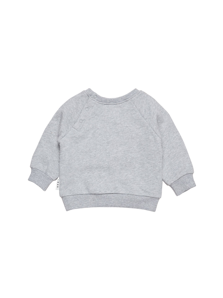 Huxbaby Rainbow Smile Bear Sweatshirt - Grey Marle