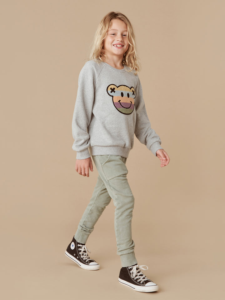 Huxbaby Rainbow Smile Bear Sweatshirt - Grey Marle
