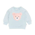 Furry Heart Bear Sweatshirt - Blue Misty