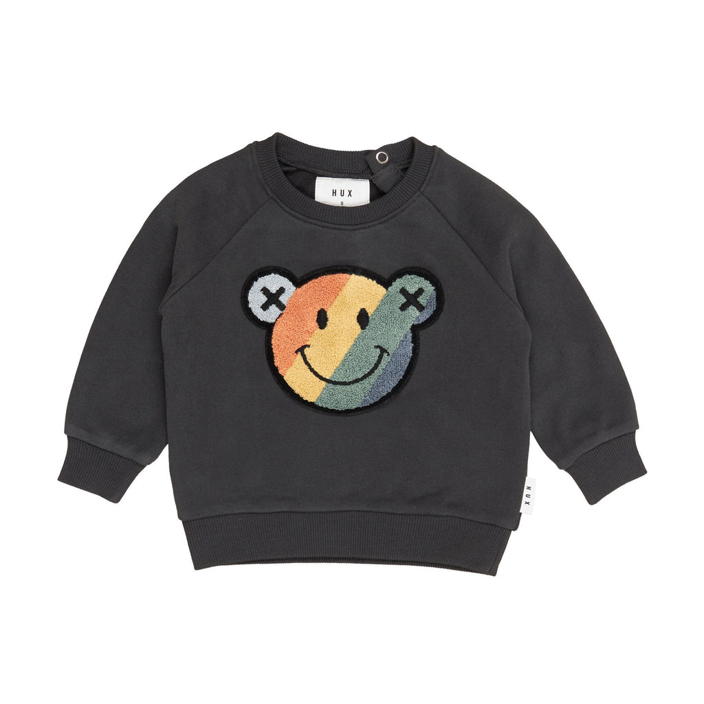 Smiley Rainbow Sweatshirt - Soft Black