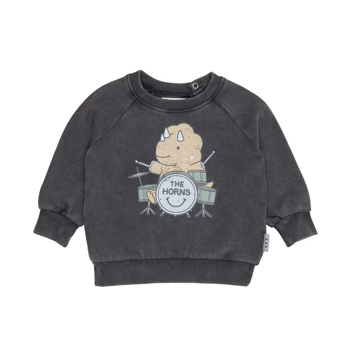 Huxbaby Dino Drums Sweatshirt - Washed Black