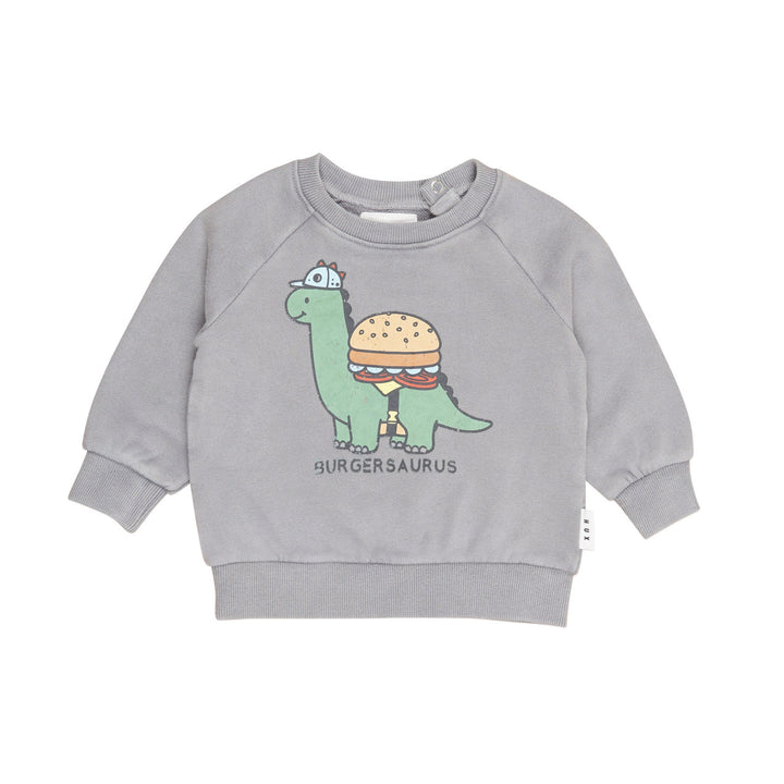 Huxbaby Burgersaurus Sweatshirt - Washed Grey
