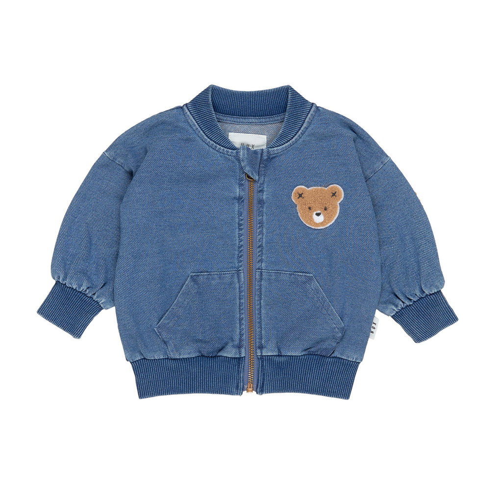 Hux Bear Knit Denim Bomber Jacket