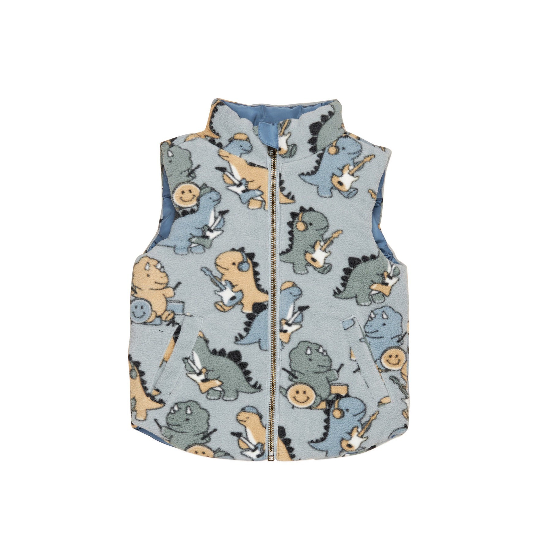 Dino Band Reversible Fleece Vest - Night