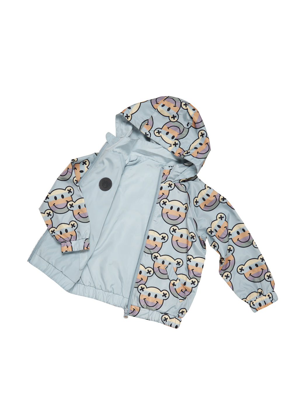 Huxbaby Smile Bear Reversible Rain Jacket - Dusty Sky