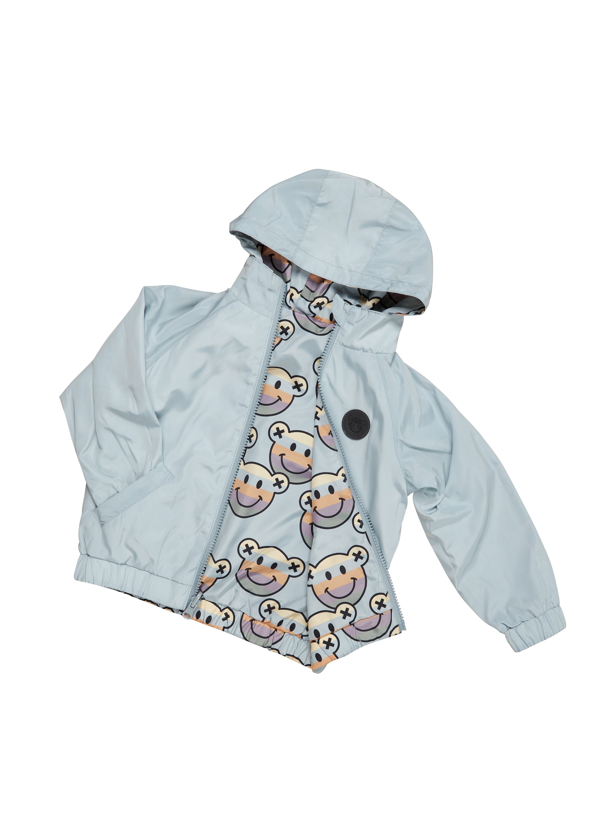 Huxbaby Smile Bear Reversible Rain Jacket - Dusty Sky