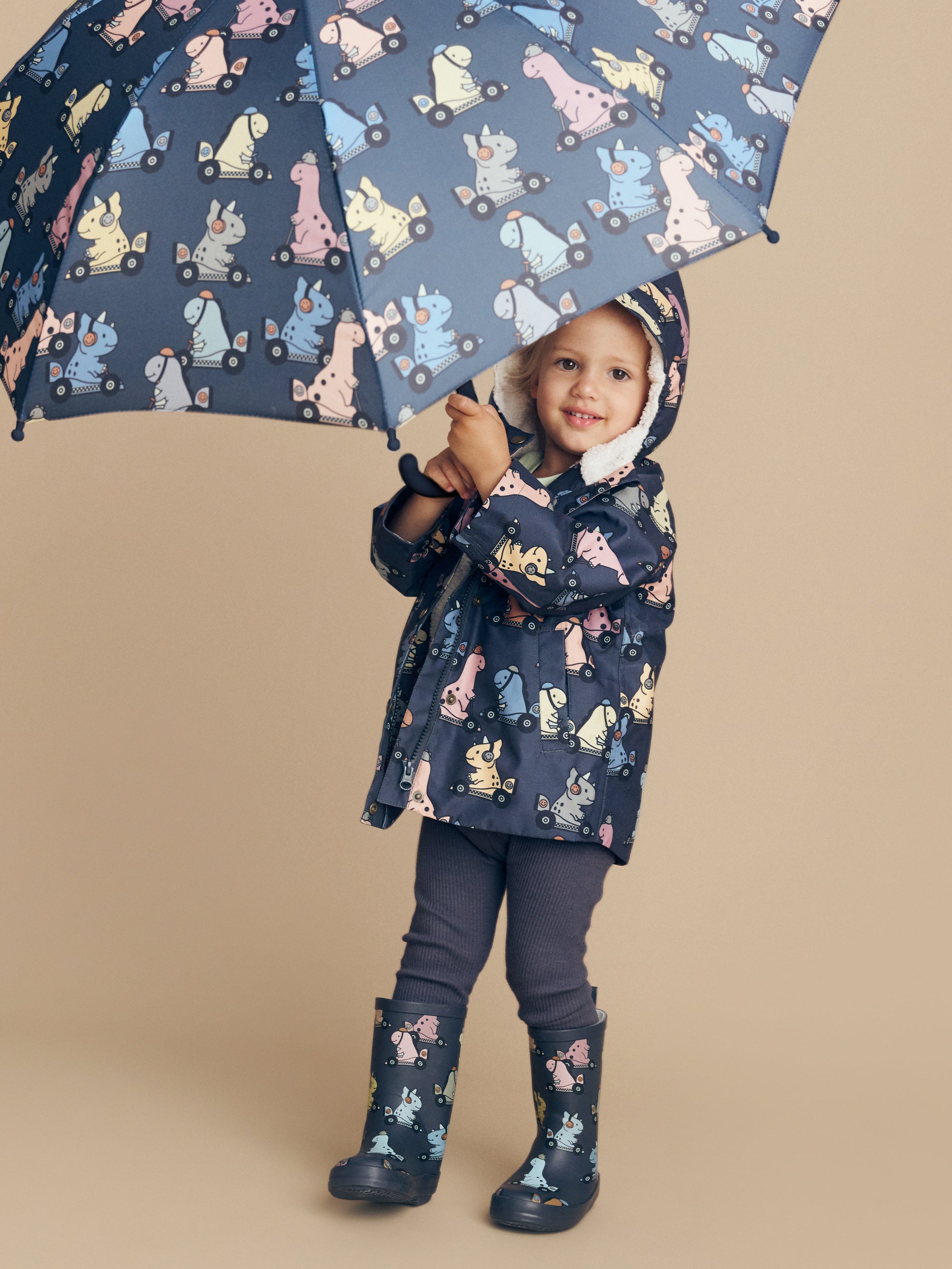 Huxbaby Dino Racer Raincoat - Ink