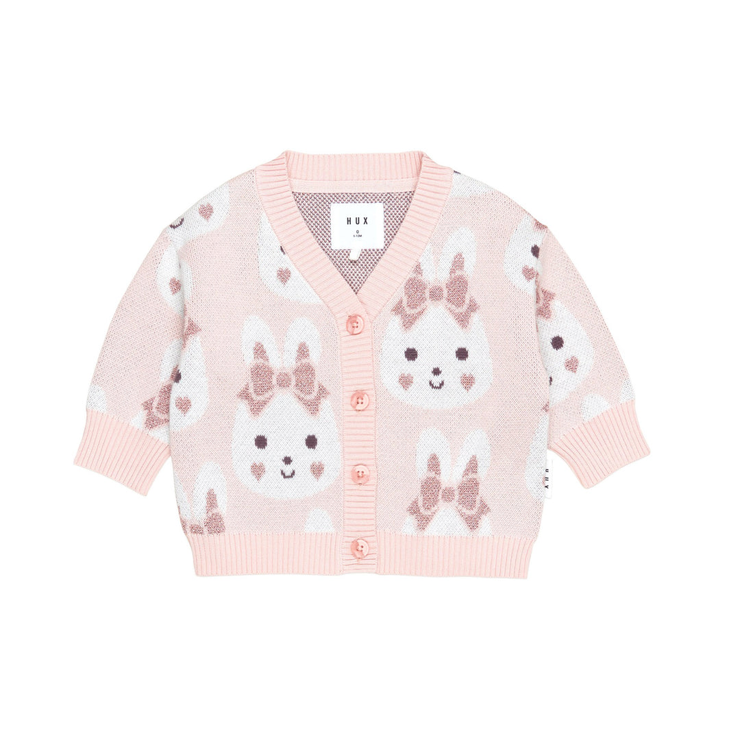 Huxbaby Bunny Love Boxy Cardi - Dusty Pink