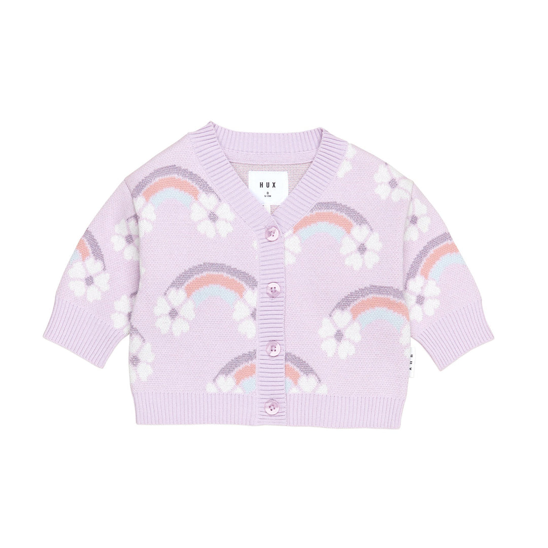 Huxbaby Flowerbow Boxy Cardi - Bright Orchid