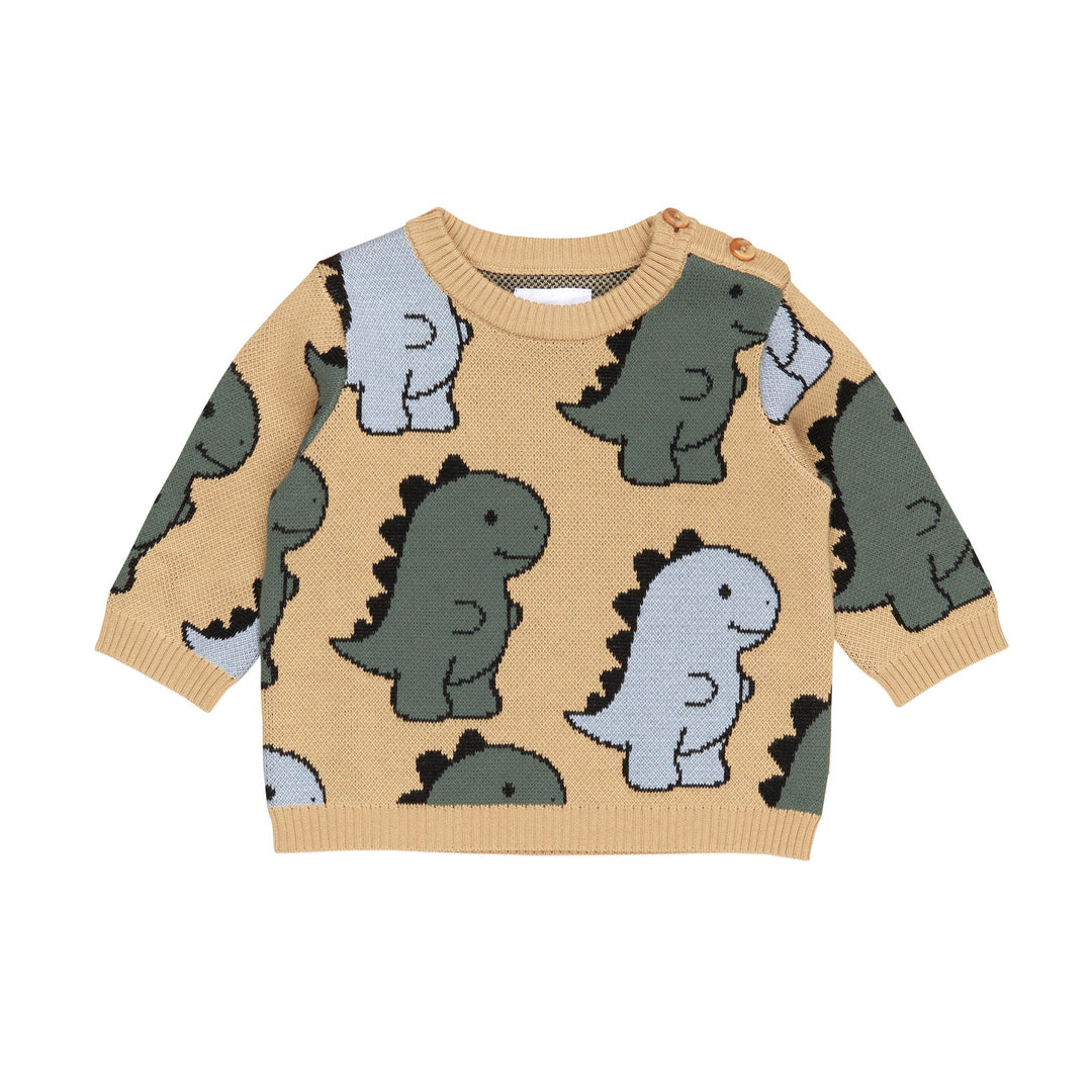 Huxbaby T-Rex Knit Jumper - Pebble