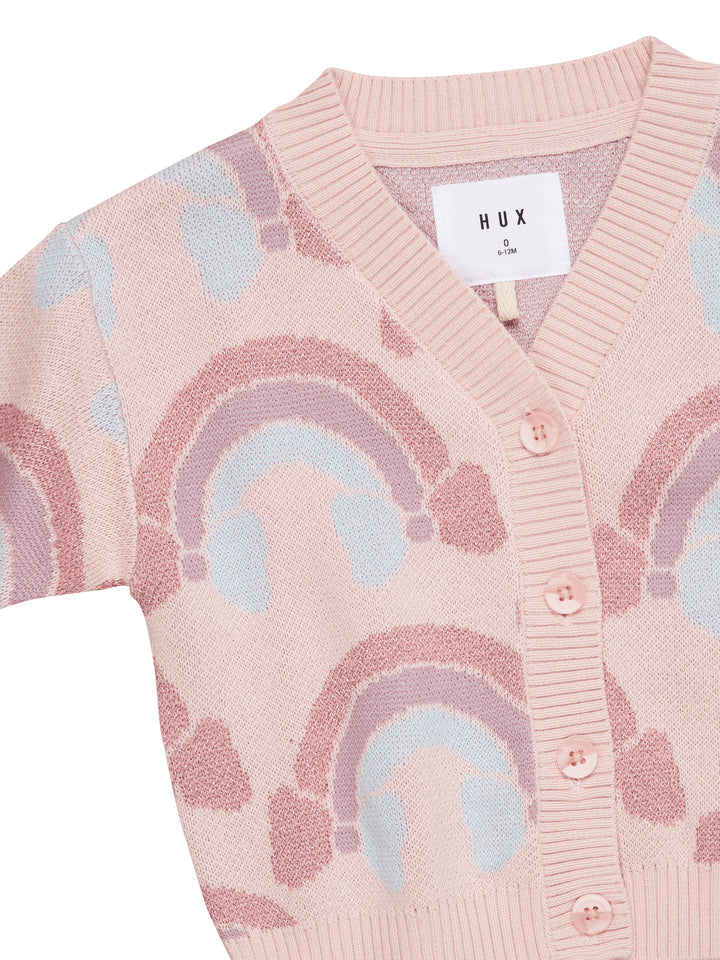 Huxbaby Rainbow Boxy Cardigan - Rose