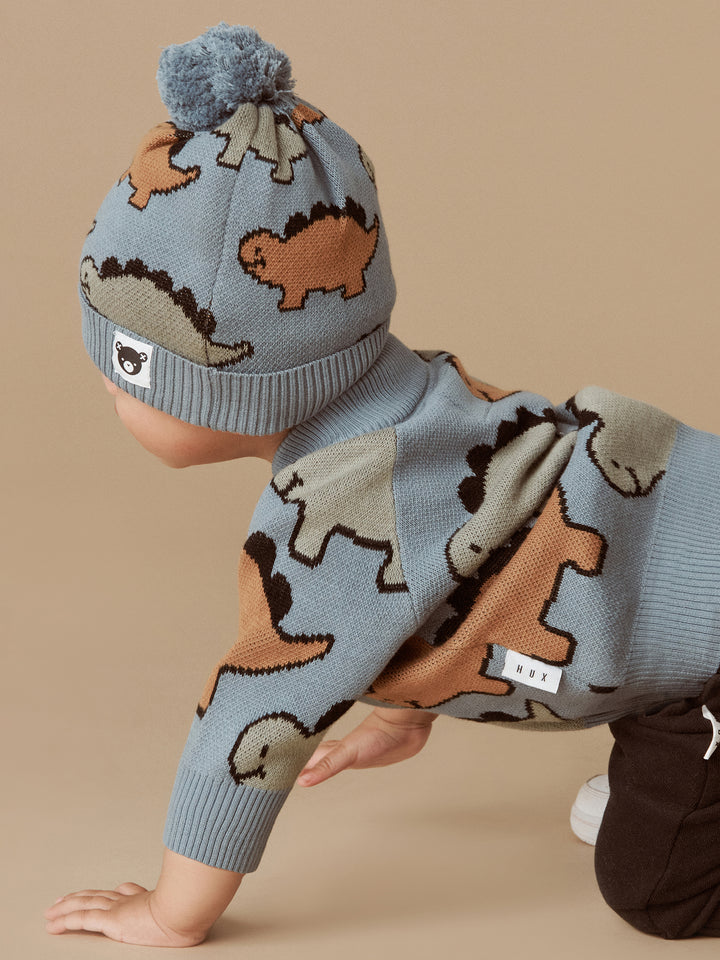 Huxbaby Dino Knit Jacket - Teal