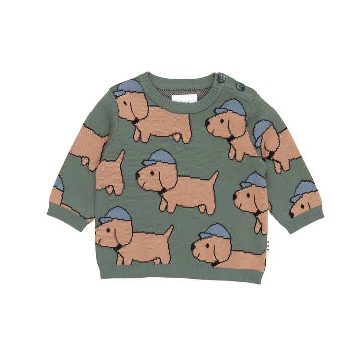 Huxbaby Dog Knit Jumper - Light Spruce