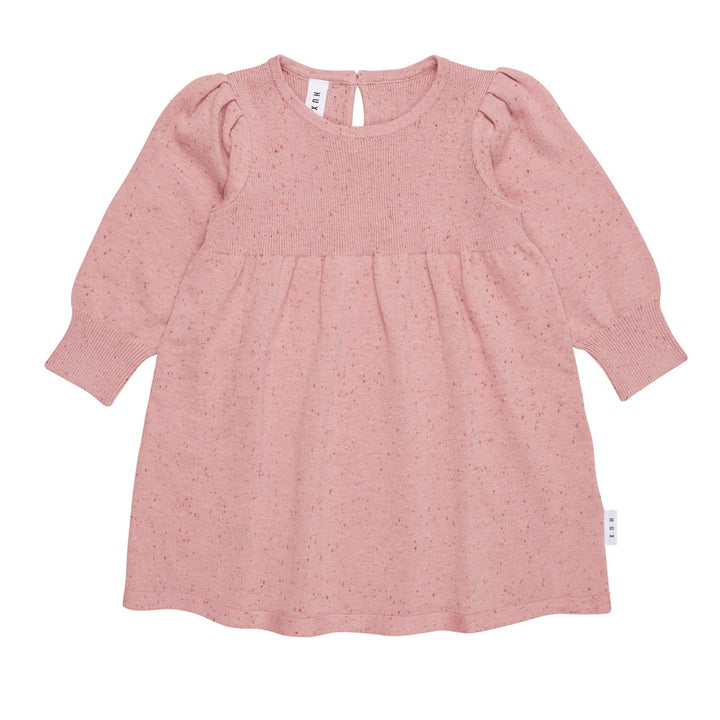 Huxbaby Sprinkles Knit Puff Dress - Dusty Rose