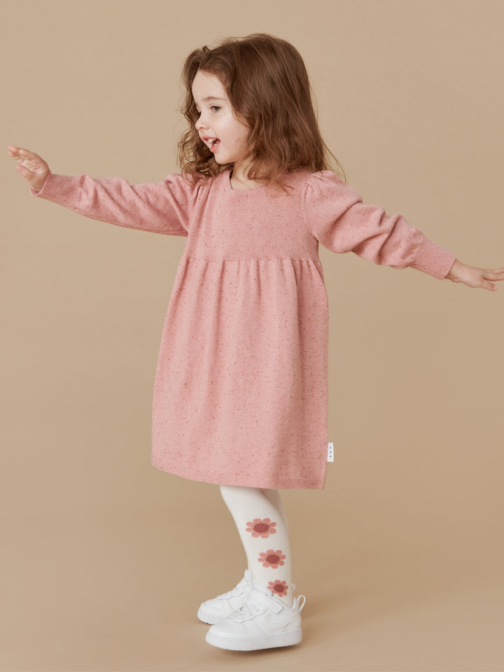 Huxbaby Sprinkles Knit Puff Dress - Dusty Rose