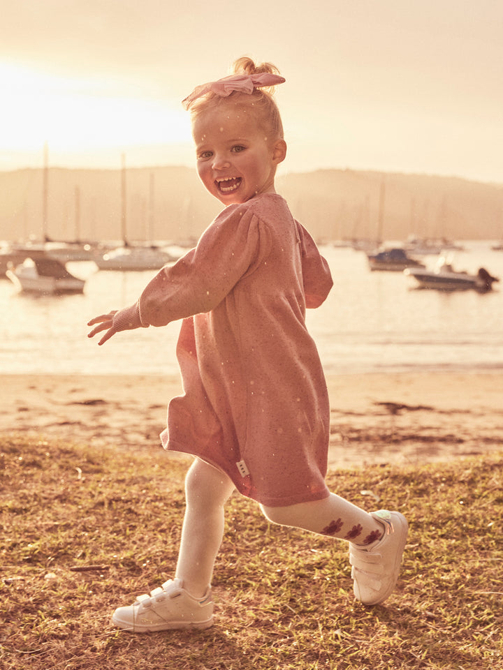 Huxbaby Sprinkles Knit Puff Dress - Dusty Rose