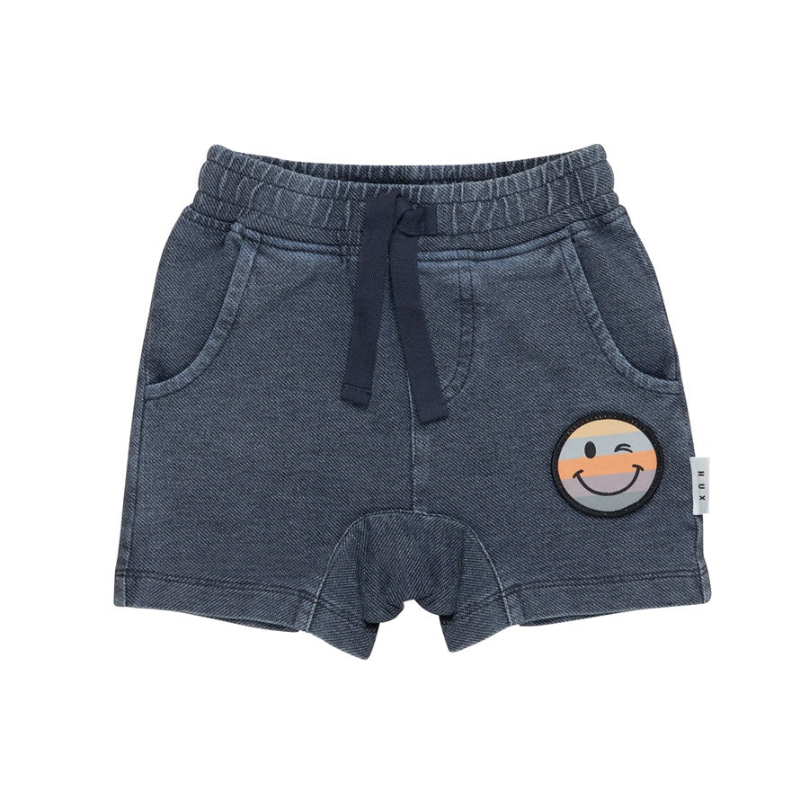 Huxbaby Rainbow Smiley Slouch Shorts - Denim