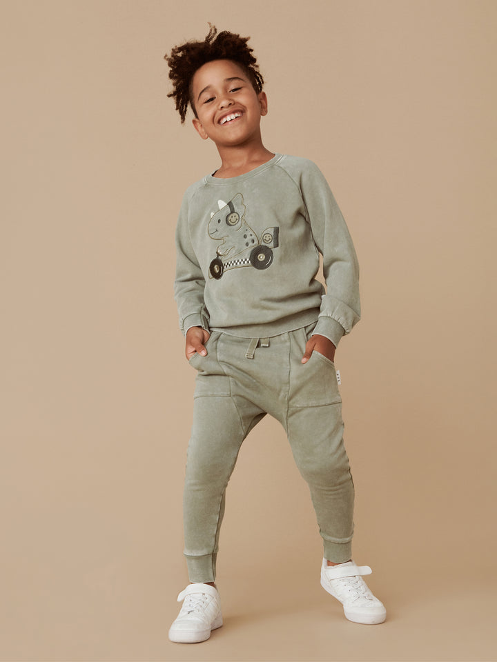 Huxbaby Pocket Drop Crotch Pant - Vintage Fern