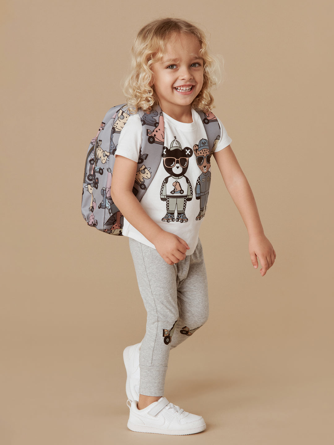 Huxbaby Dino Racer Knee Drop Crotch Pant - Grey Marle