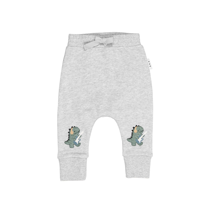 Huxbaby Furry Dino Drop Crotch Pant - Grey Marle