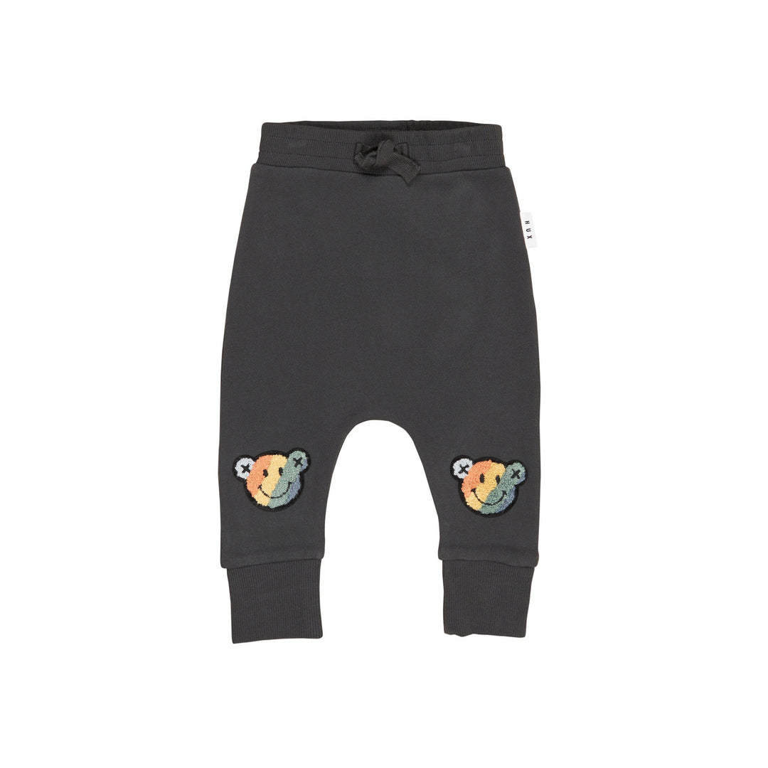 Huxbaby Smiley Rainbow Drop Crotch Pant - Soft Black