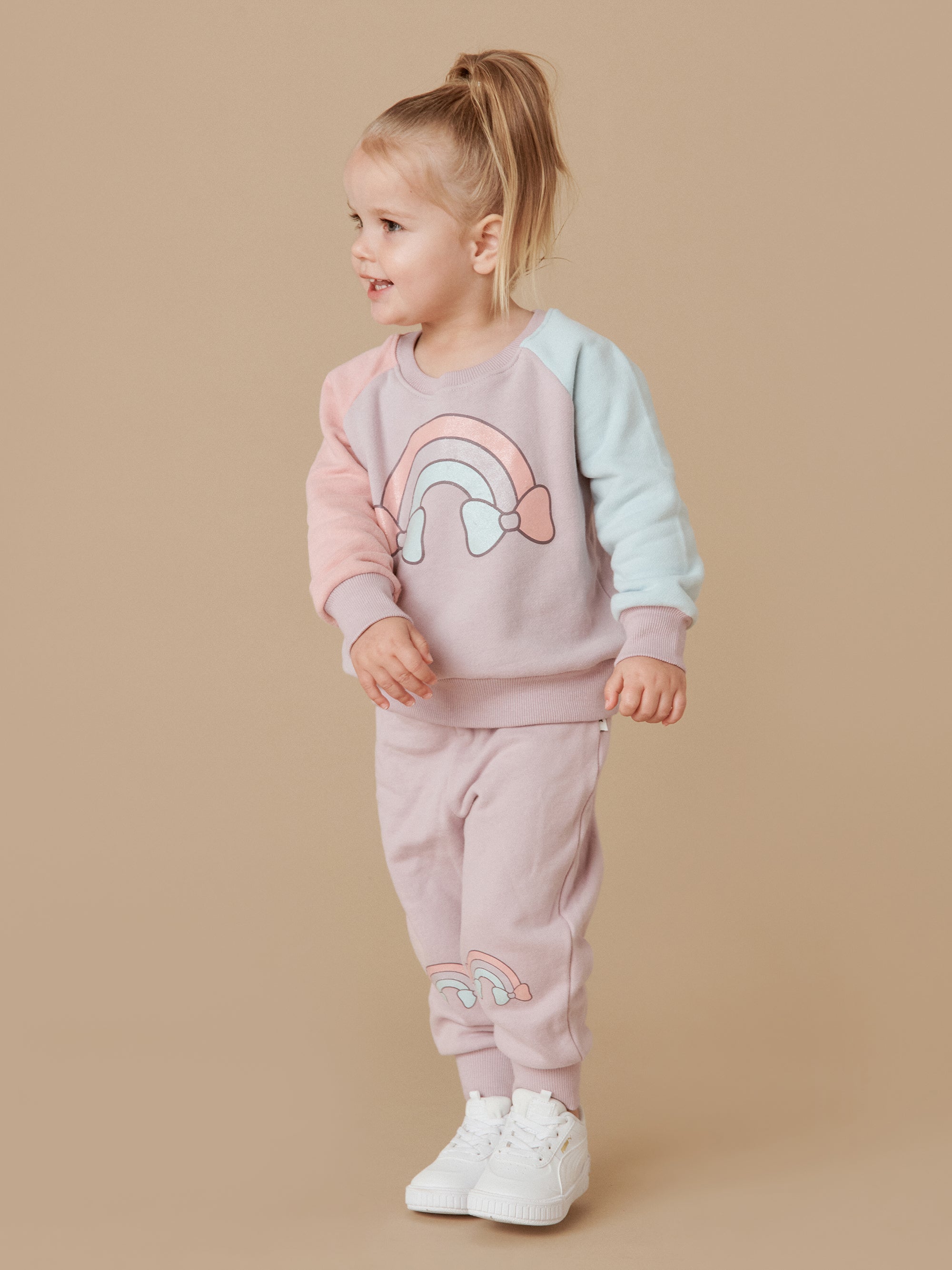 Huxbaby Rainbow Knee Retro Trackies - Lavender