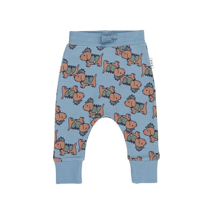 Huxbaby Dino Dog Drop Crotch Pant - Mountain Blue