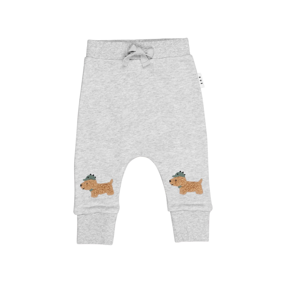 Huxbaby Furry Dino Dog Drop Crotch Pant - Grey Marle