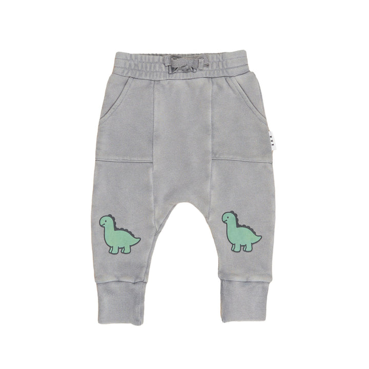 Huxbaby Vintage Grey Dino Drop Crotch Pant - Washed Grey