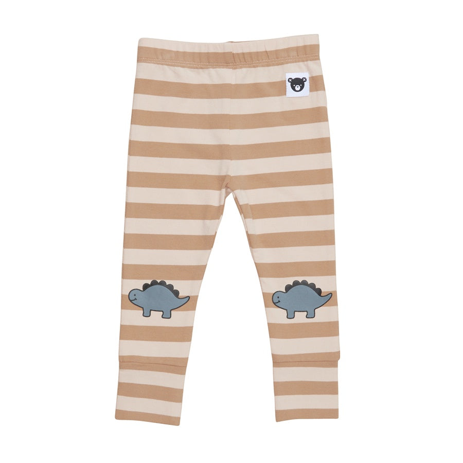 Huxbaby Dino Knee Stripe Legging - Biscuit + Wheat