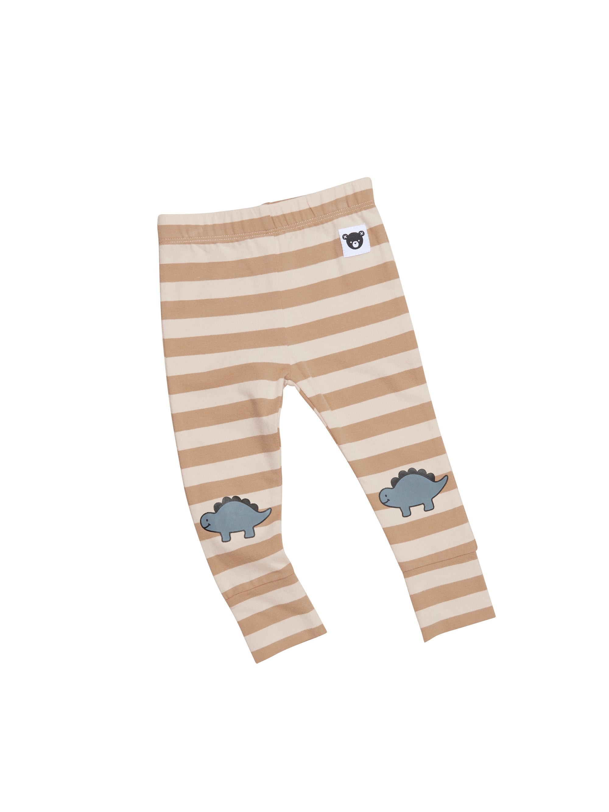 Huxbaby Dino Knee Stripe Legging - Biscuit + Wheat